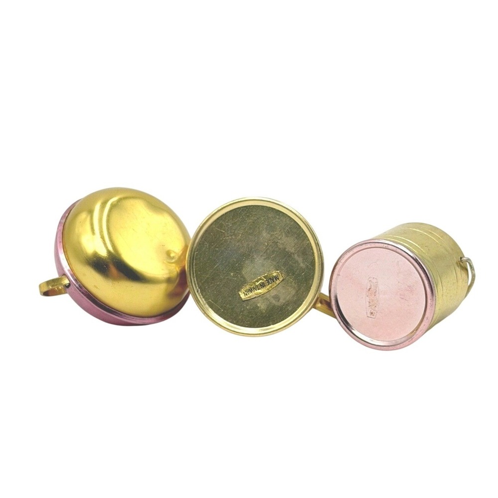 Vintage Miniature Anodized Aluminum Pink Gold Tea Pot Pitcher Set Taiwan 3pc - Picture 3 of 4